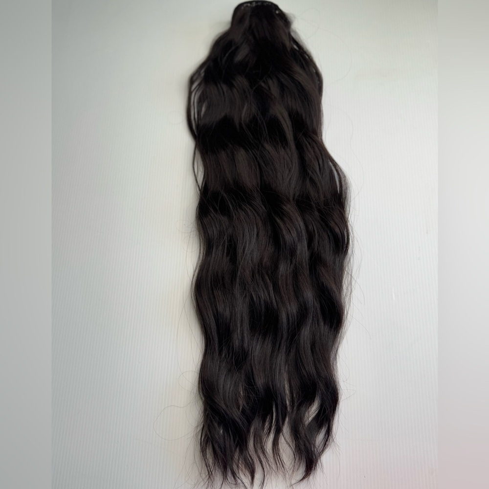 Dark Brown Clip in hair extensions 22 in Water Wave hair - Picture 10 of 14
